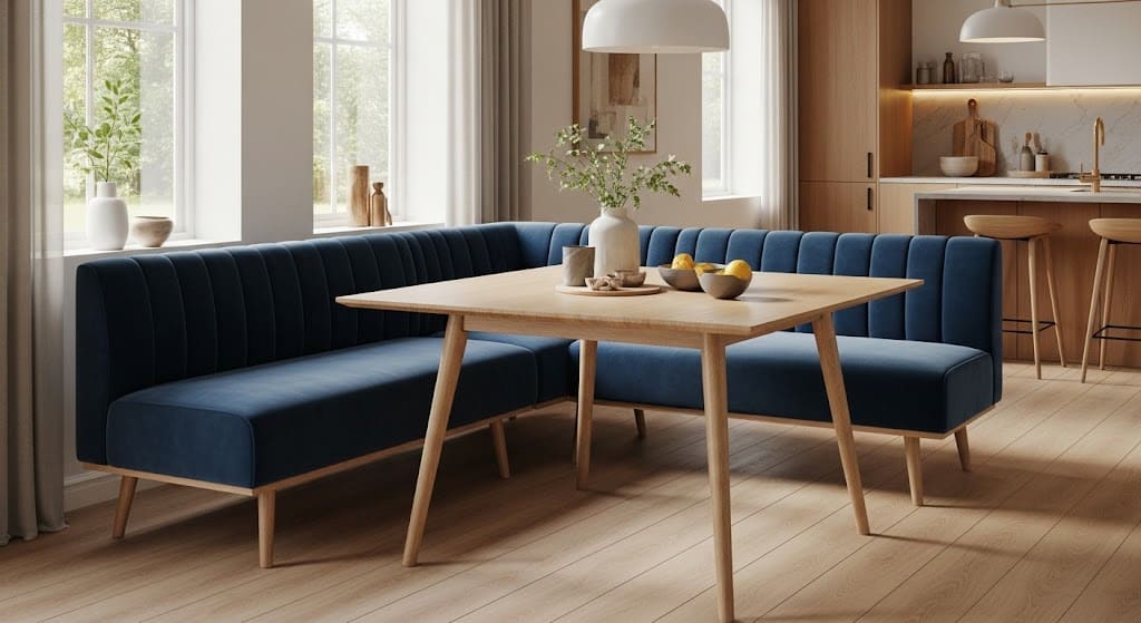 3. Freestanding Dining Table with Corner Bench Seating