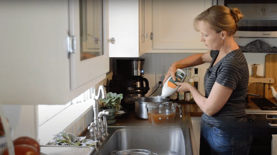 Step 4- Strain and Add Soap