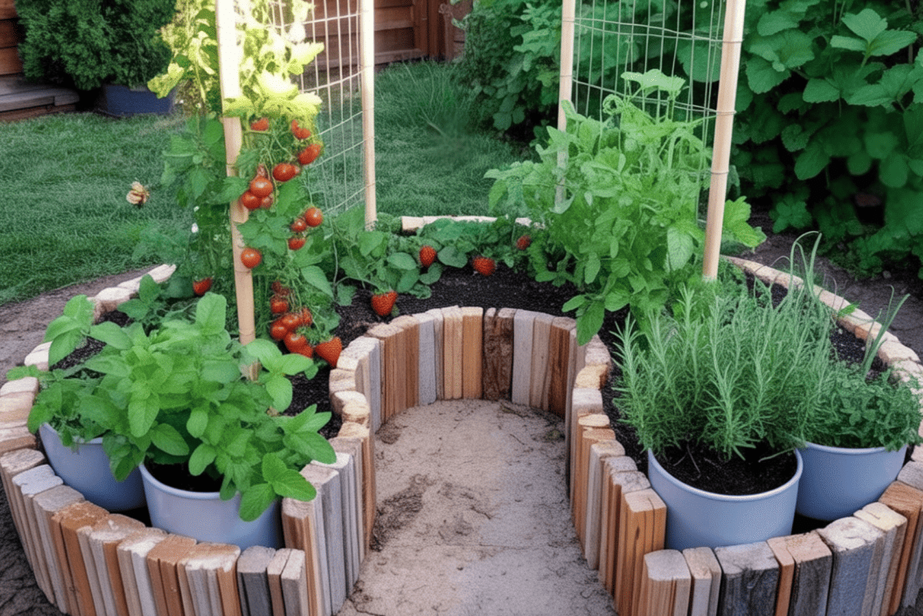 Keyhole Garden with Edibles and Fragrant Herbs