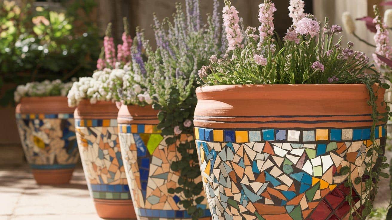 Mosaic Tile Planter Art