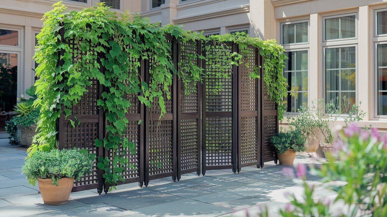 Outdoor Privacy Screen with Climbing Vines