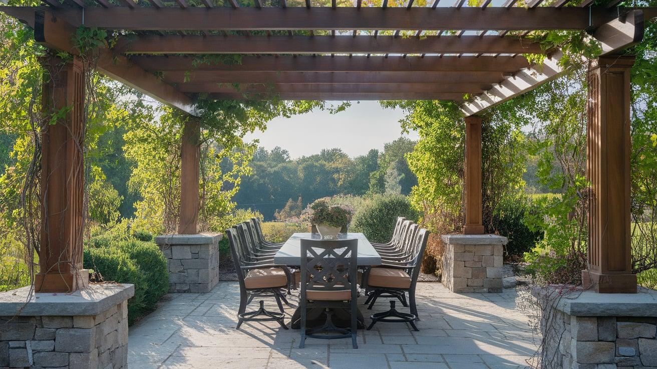 Pergola-Covered Dining Area