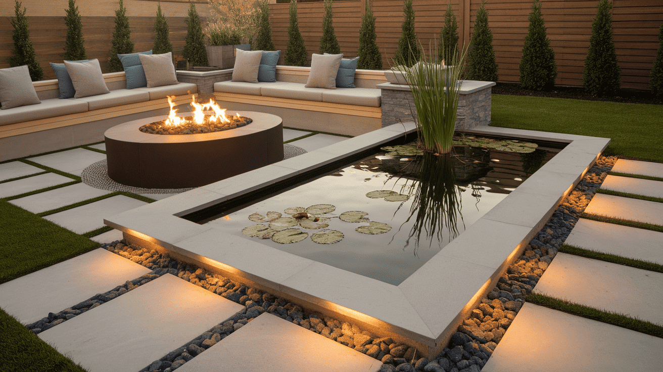 Sunken Fire-Pit and Pond Combo