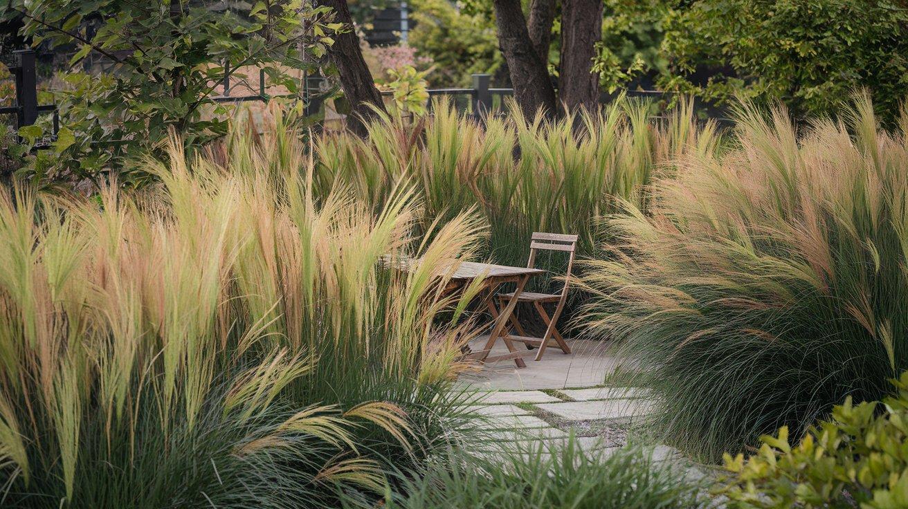 Tall Ornamental Grasses Border
